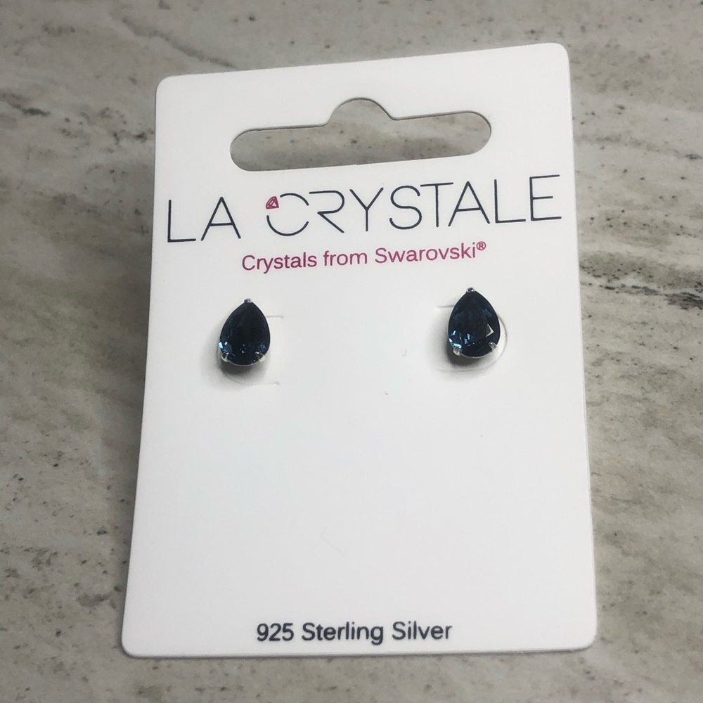 925 Sterling Silver Blue Swarovski Crystal Studs